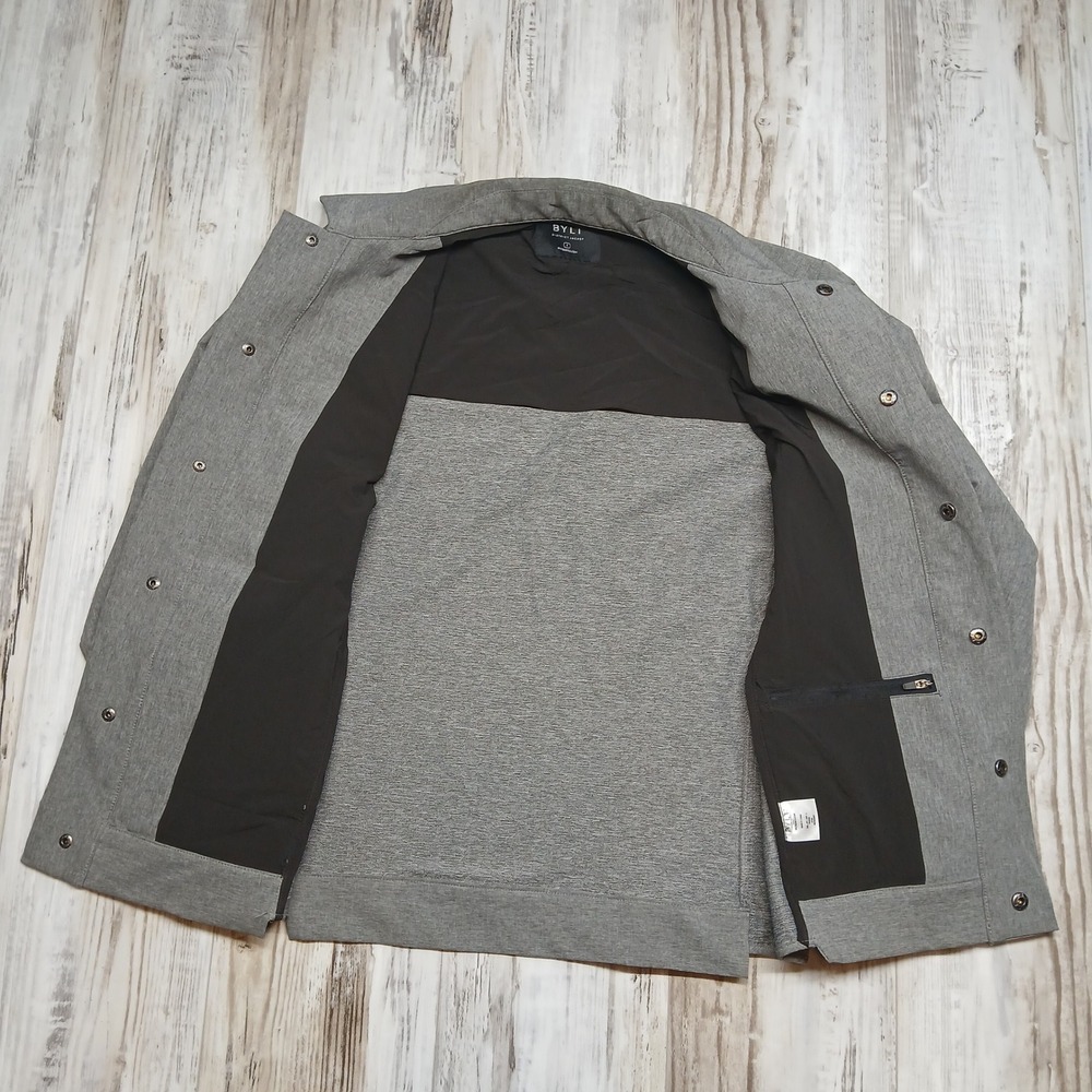 BYLT District Jacket Mens Small Grey‎ Performance Tech Lightweight Snap Front - Picture 4 of 11